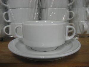 Soepkop + schotel wit stapelbaar