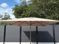 Parasol 3x4 meter cappucino bruin taupe + voet